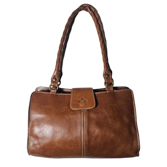 Patricia Nash Handbags - Patricia Nash Rienzo Leather Shoulder Bag Satchel Tan Classic Heritage P35701